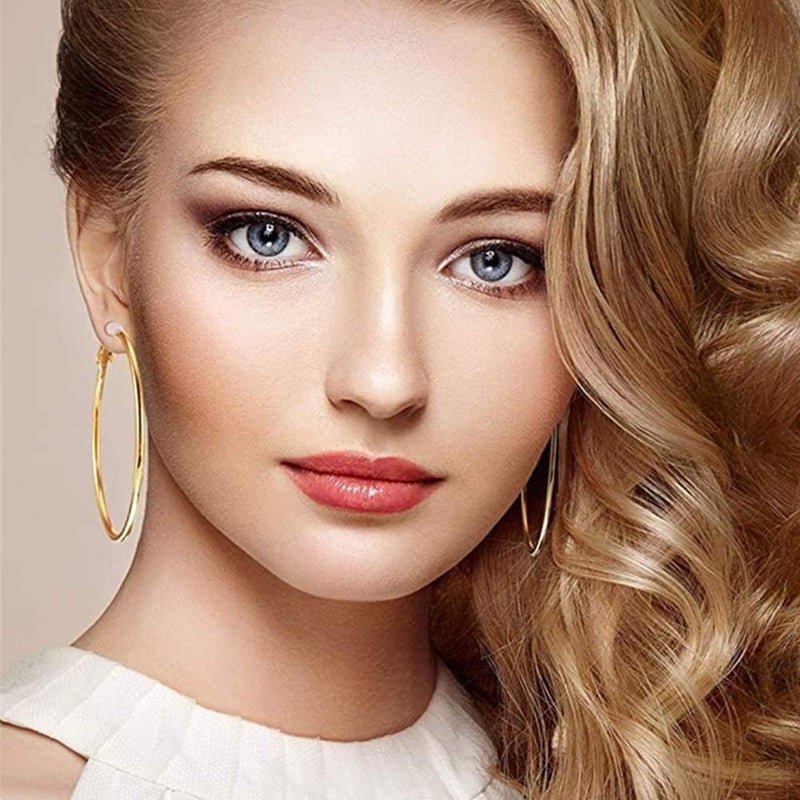 CSIYANJRY99 Gold Clip On Hoop Earrings Non Piercing Nightclub DJ Big Hoop Earrings for Women - Image 3